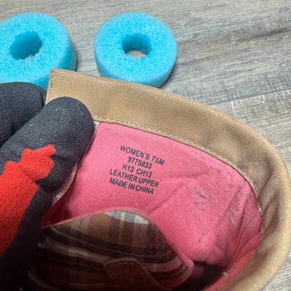 Sperry Top Sider Hikerfish Brown Leather Pink Plaid Lace Up Boots Shoes Size 7.5 - Picture 5 of 7